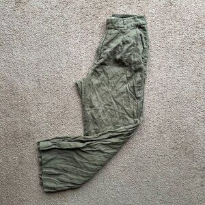 Madewell Pants Womens 6 28x30 100% Linen Wide Leg High Rise Pockets Light Green